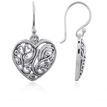 Flowing Heart Earrings in Sterling Silver