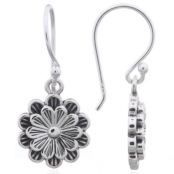 Doubled Daisy Earrings in Sterling Silver