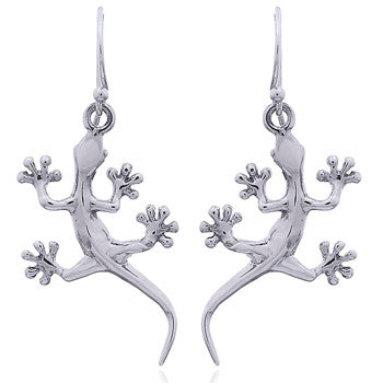 Sleek Gecko Earrings in Sterling Silver