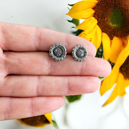 Sunflower Stud Earrings in Sterling Silver