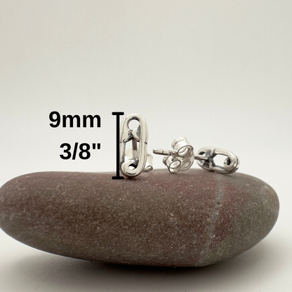 Safety Pin Stud Earrings: Edgy Mini Statement Pair in Sterling Silver