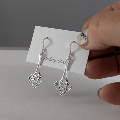 Never Ending Knot Drop Earrings in Sterling Silver