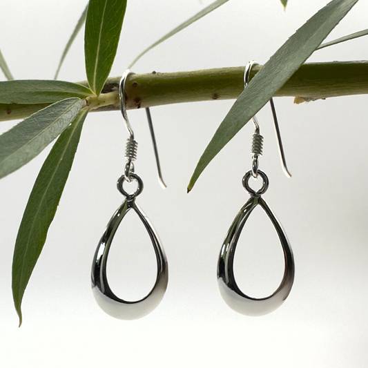 Open Teardrop Earrings in Sterling Silver