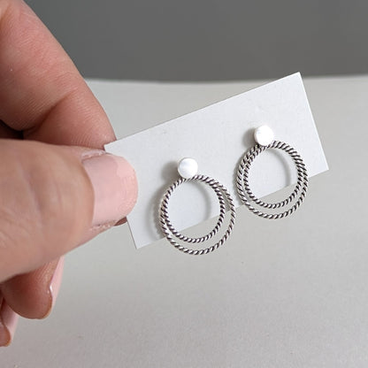 Double Rope Circle Studs in Sterling Silver