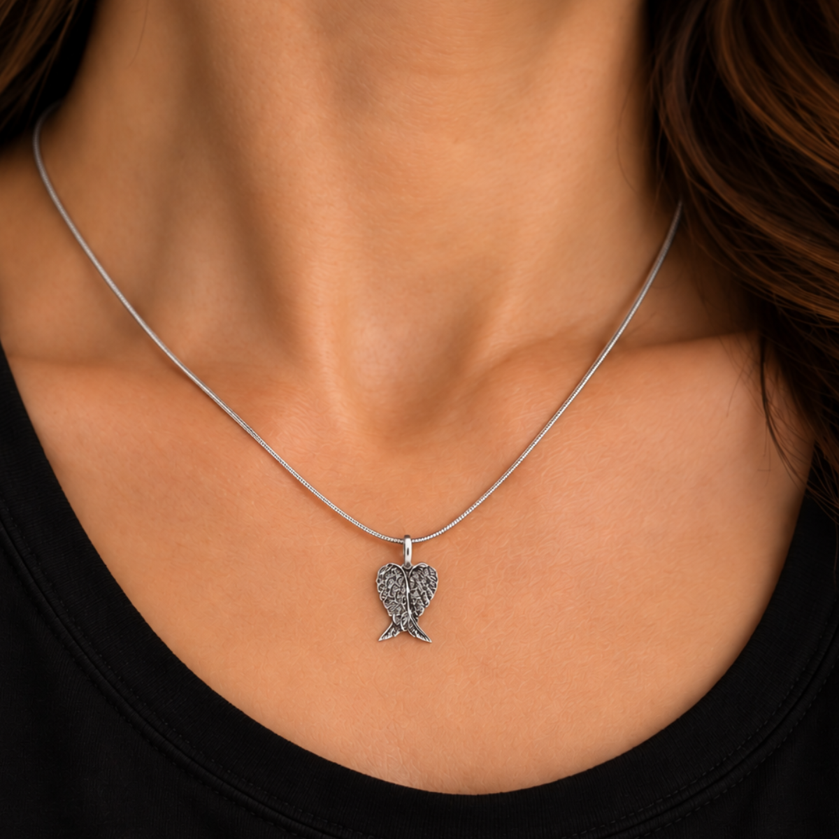 Forever by Your Side | Sterling Silver Angel Wings Necklace