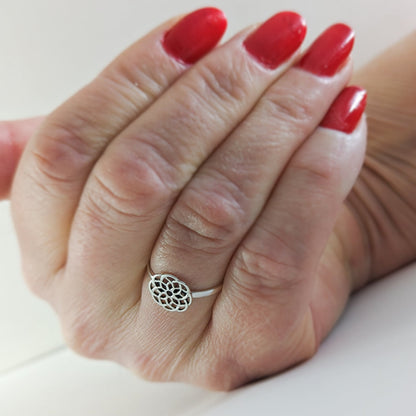 Flower of Life Ring in Sterling Silver