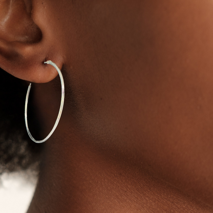 Sleek Sterling Silver Hoops – Lightweight 35mm Size