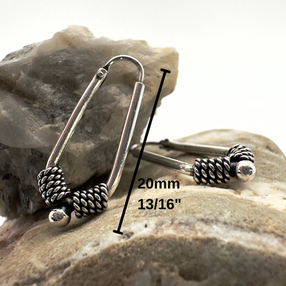 Oval Hoop with Roped Accent in Sterling Silver