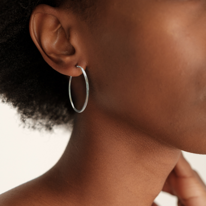 Sleek Oval Hoop in Sterling Silver