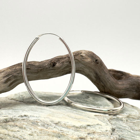 Sleek Oval Hoop in Sterling Silver