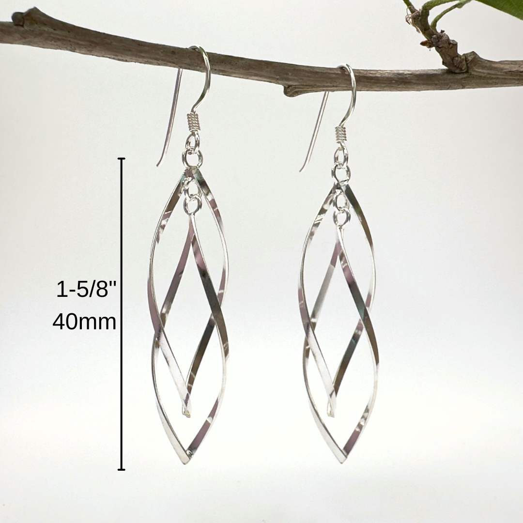 Double Twirl Dangle Earrings in Sterling Silver
