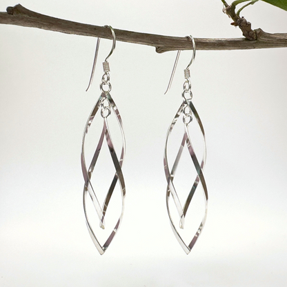 Double Twirl Dangle Earrings in Sterling Silver