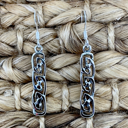 Rectangle Never Ending Knot Earrings in Sterling Silver