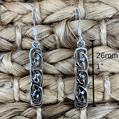 Rectangle Never Ending Knot Earrings in Sterling Silver