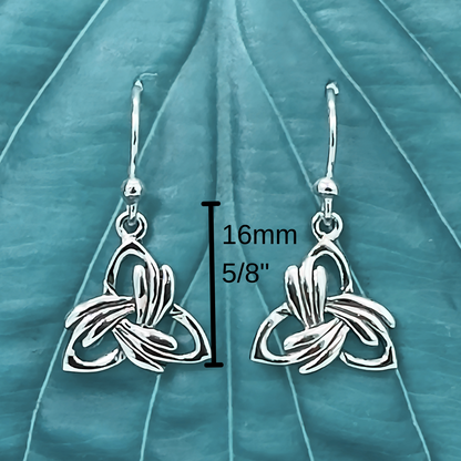 Feathered Trinity Knot Earrings in Sterling Silver