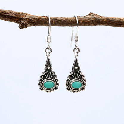 Vintage Charm Turquoise Drop Earrings | Sterling Silver