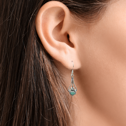 Turquoise Scroll Drop Earrings – Sterling Silver Vintage Style