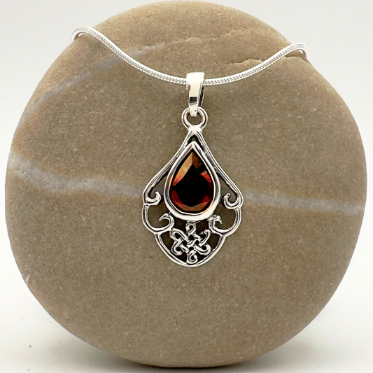 Endless Grace Garnet Necklace in Sterling Silver