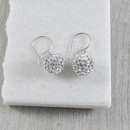 Small Disco Ball Earrings in Sterling Silver