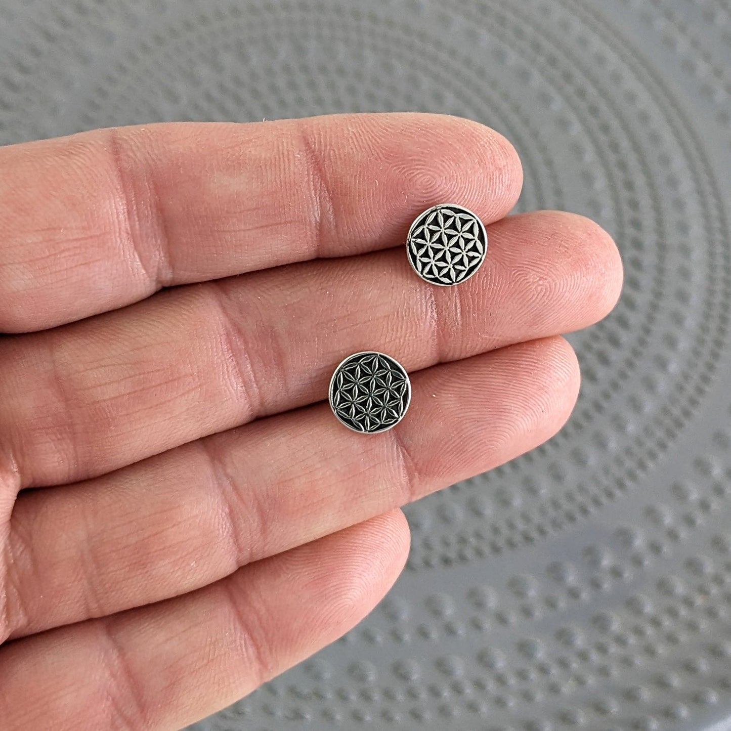 Flower of Life Stud Earrings in Sterling Silver