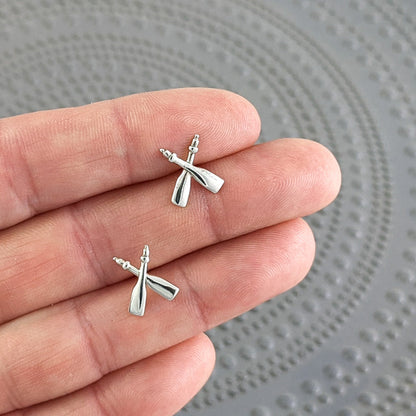 Crossed Paddles Stud Earrings in Sterling Silver