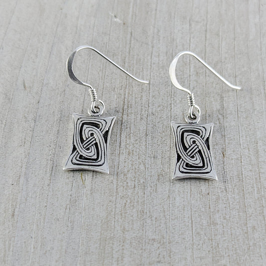 Rectangle Celtic Earrings, Sterling Silver