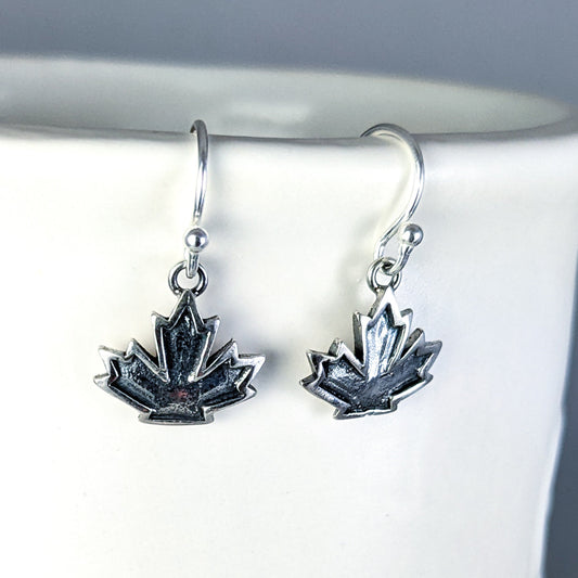 Maple Leaf Earrings in Sterling Silver