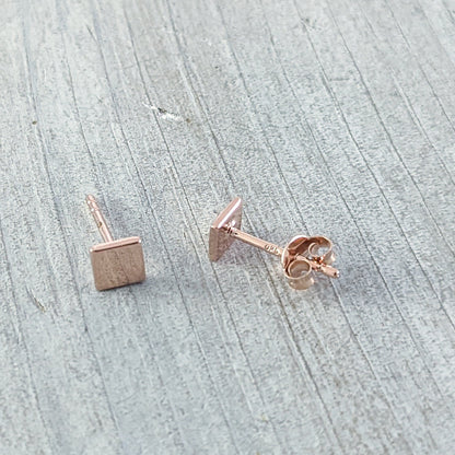 Square Stud Earrings in Rose Gold Plated Sterling Silver