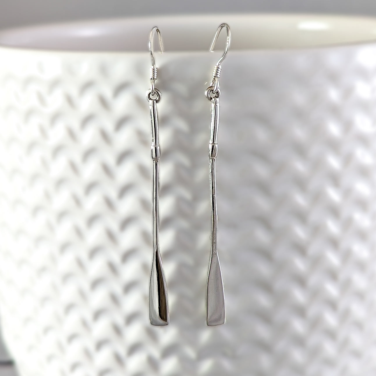 Long Paddle Earrings in Sterling Silver