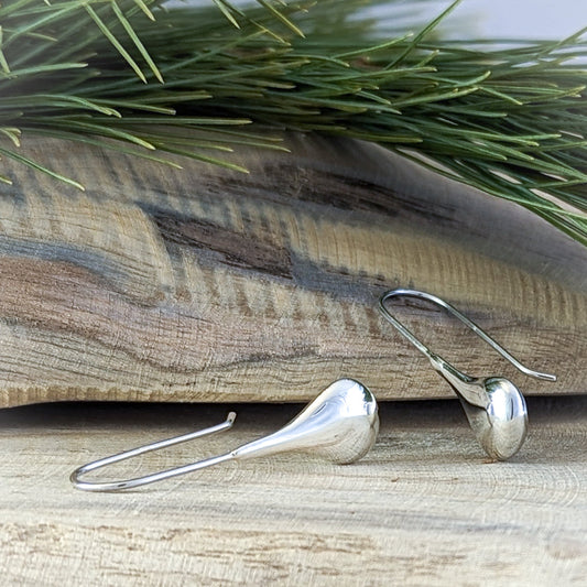 Contemporary Tear Drop Earrings in Sterling Silver