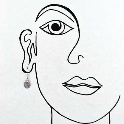 A Thoughtful Touch | Celtic Teardrop Amethyst Earrings in Sterling Silver