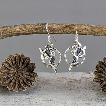 Swinging Fairy Earrings in Sterling Silver