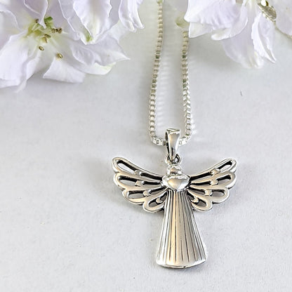 Loving Guardian Angel Necklace in Sterling Silver