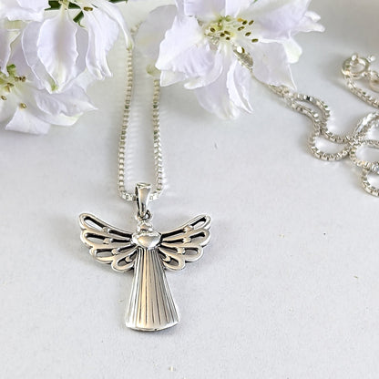 Loving Guardian Angel Necklace in Sterling Silver