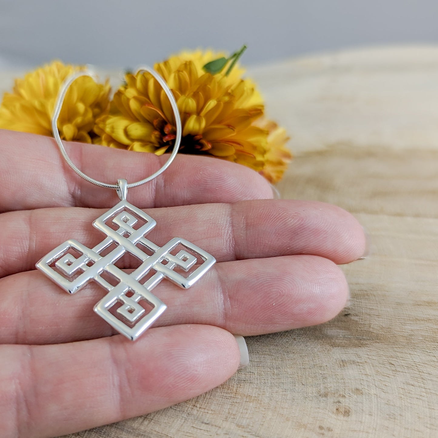 4 Corners Celtic Knot Necklace in Sterling Silver