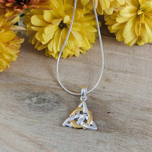 Trinity Circle Knot in Sterling Silver & Gold Plate