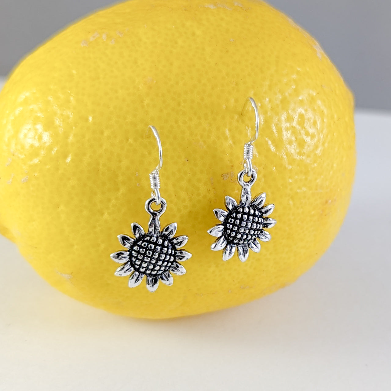 Sunflower Earrings in Sterling Silver