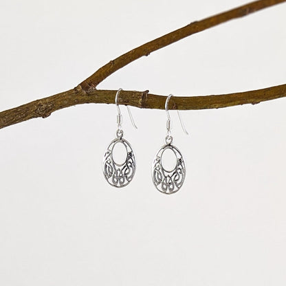 Open Oval Celtic Knot Earrings in Sterling Silver