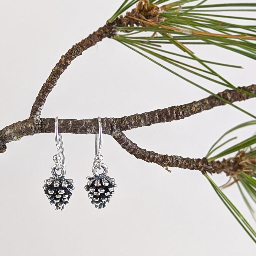 Pinecone Earrings in Sterling Silver