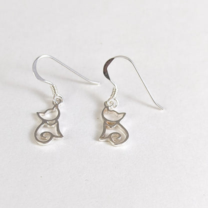 Kitten Silhouette Earrings in Sterling Silver