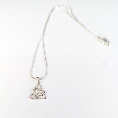 Feathered Trinity Knot Necklace in Sterling Silver