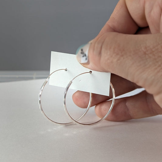 Hammered Hoop Earrings in Sterling Silver