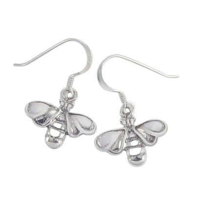 Honey Bee Hanging Earrings in Sterling Silver