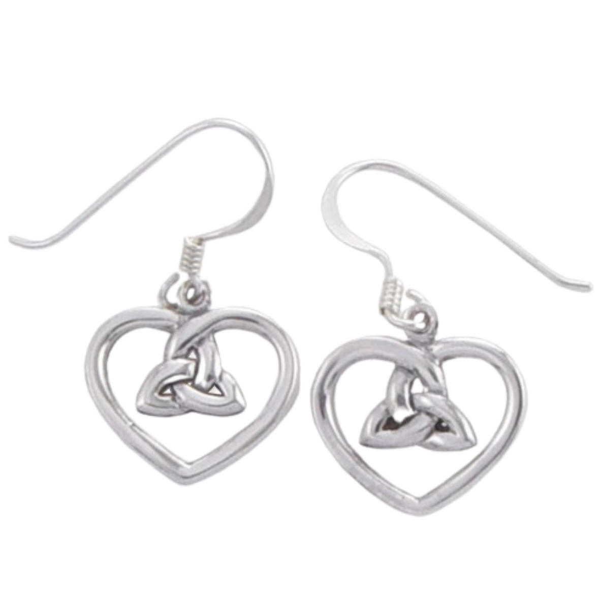 Trinity Knot in a Heart Earrings, Sterling Silver