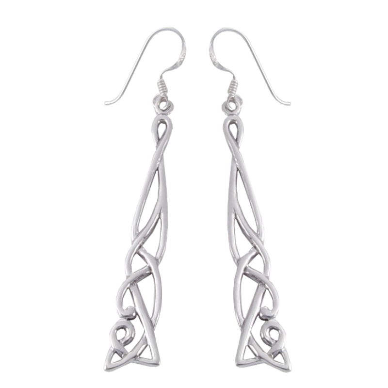 Long Celtic Knot Earrings in Sterling Silver