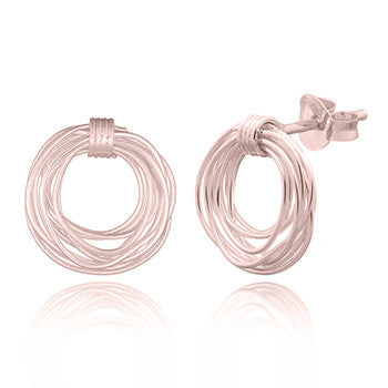 Wire Nest Stud Earrings, Rose Gold Plated Sterling Silver