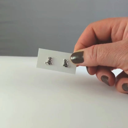 Sit Puppy Sit Post Earrings in Sterling Silver