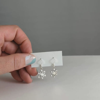 Snowflake Earrings in Sterling Silver