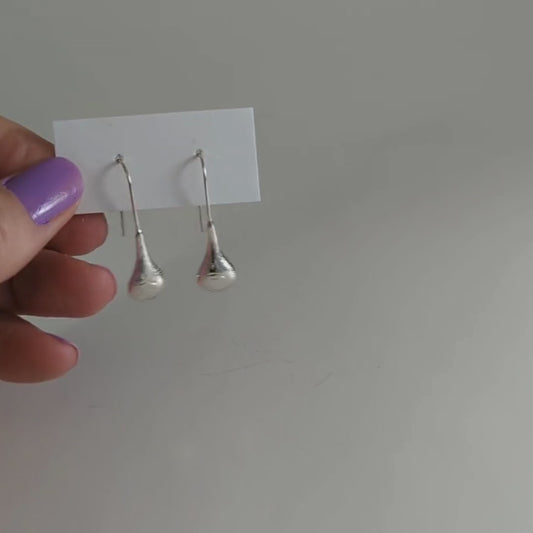 Contemporary Etched Sterling Silver Tear Drop Earrings